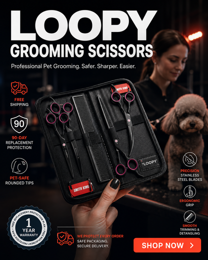Professional Pet Grooming Scissors Set – 8” Straight, Thinning & Curved Shears for Dogs & Cats