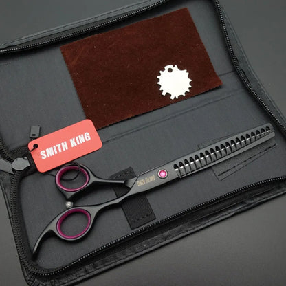 Professional Pet Grooming Scissors Kit – 7” Straight, Thinning, Chunker & Curved Shears with Leather Case for Dogs & Cats