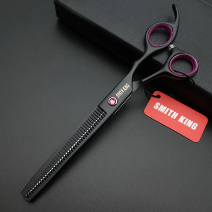 Professional Pet Grooming Scissors Kit – 7” Straight, Thinning, Chunker & Curved Shears with Leather Case for Dogs & Cats