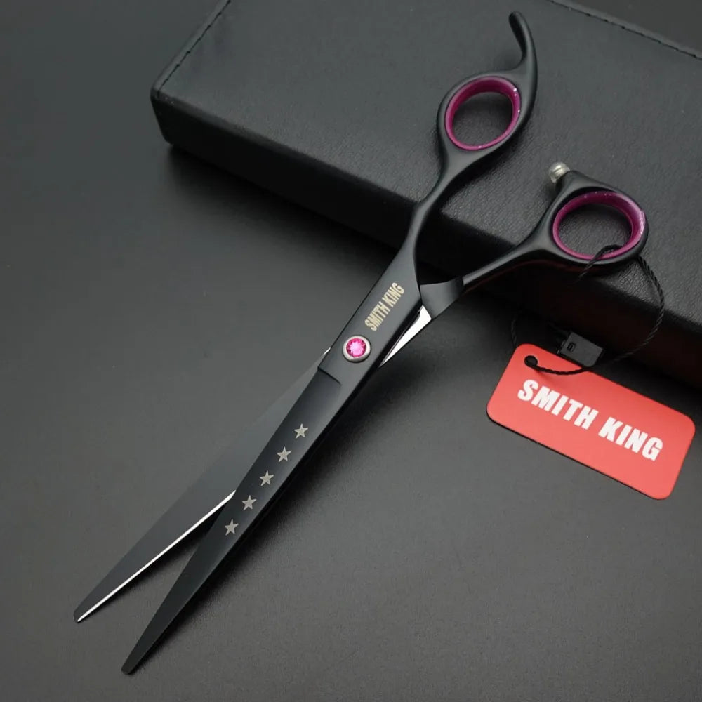 Professional Pet Grooming Scissors Kit – 7” Straight, Thinning, Chunker & Curved Shears with Leather Case for Dogs & Cats