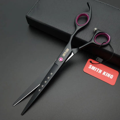 Professional Pet Grooming Scissors Kit – 7” Straight, Thinning, Chunker & Curved Shears with Leather Case for Dogs & Cats