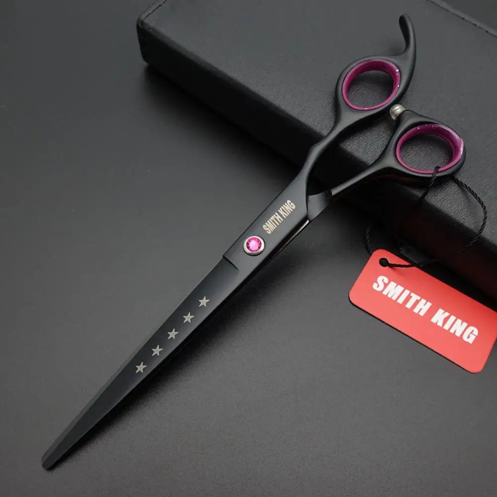 Professional Pet Grooming Scissors Kit – 7” Straight, Thinning, Chunker & Curved Shears with Leather Case for Dogs & Cats