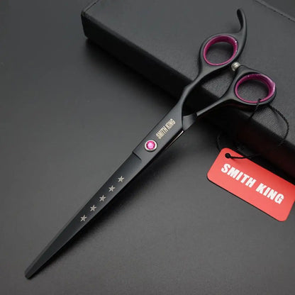 Professional Pet Grooming Scissors Kit – 7” Straight, Thinning, Chunker & Curved Shears with Leather Case for Dogs & Cats