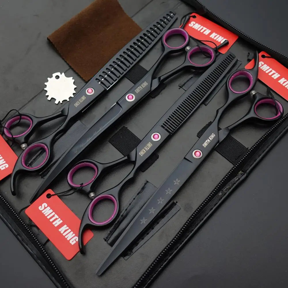 Professional Pet Grooming Scissors Set – 8” Straight, Thinning & Curved Shears for Dogs & Cats