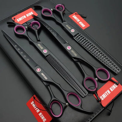 Professional Pet Grooming Scissors Set – 8” Straight, Thinning & Curved Shears for Dogs & Cats