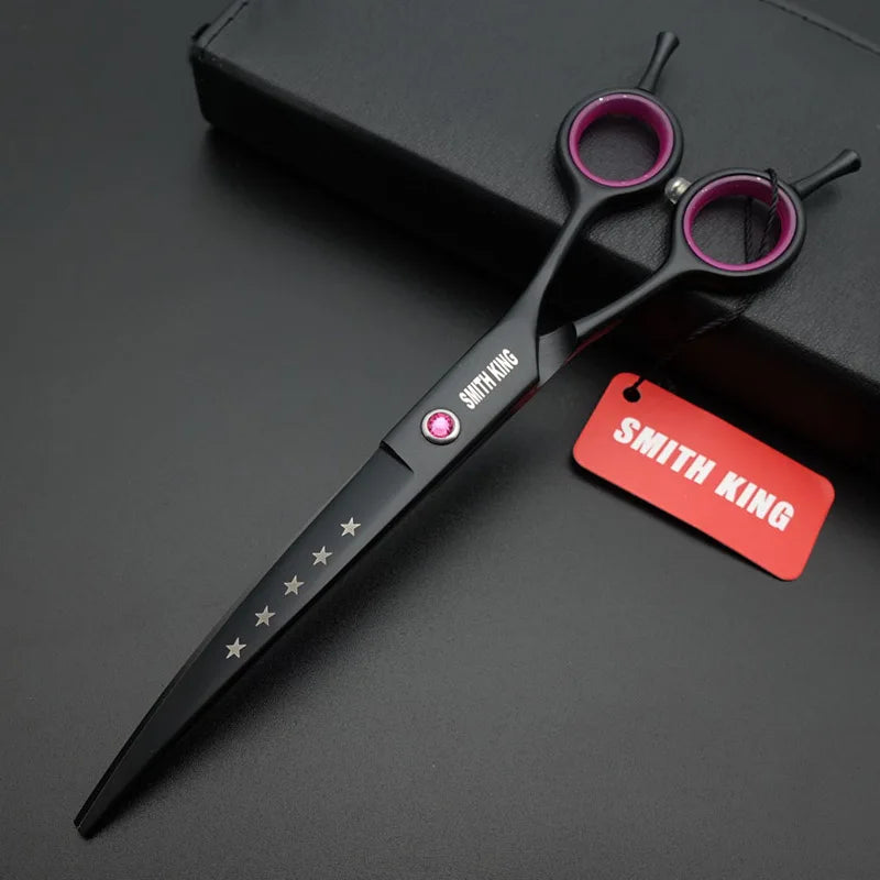 Professional Pet Grooming Scissors Kit – 7” Straight, Thinning, Chunker & Curved Shears with Leather Case for Dogs & Cats
