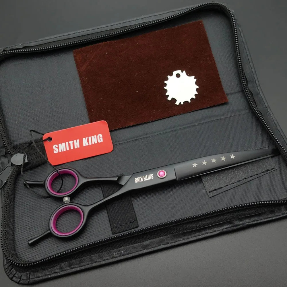 Professional Pet Grooming Scissors Kit – 7” Straight, Thinning, Chunker & Curved Shears with Leather Case for Dogs & Cats