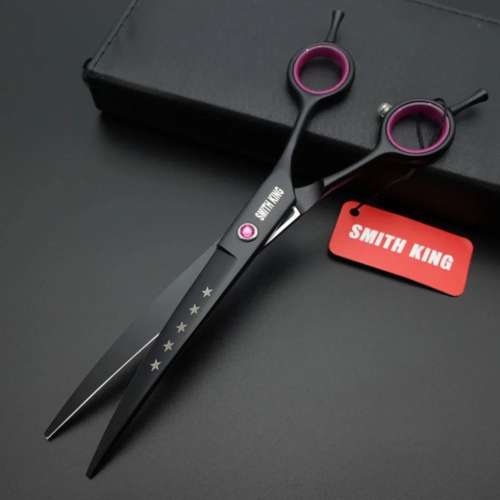 Professional Pet Grooming Scissors Kit – 7” Straight, Thinning, Chunker & Curved Shears with Leather Case for Dogs & Cats