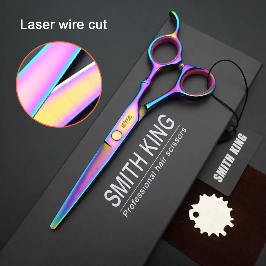 Professional Pet Grooming Scissors – 6” / 7” Fine Serrated Cutting Shears with Non-Slip Handle