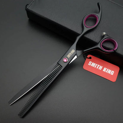 Professional Pet Grooming Scissors Kit – 7” Straight, Thinning, Chunker & Curved Shears with Leather Case for Dogs & Cats