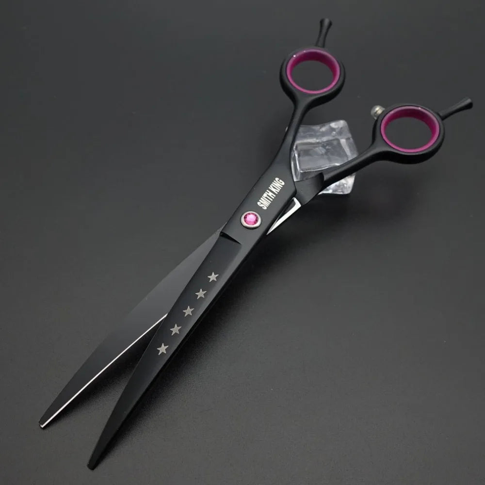 Professional Pet Grooming Scissors Kit – 7” Straight, Thinning, Chunker & Curved Shears with Leather Case for Dogs & Cats
