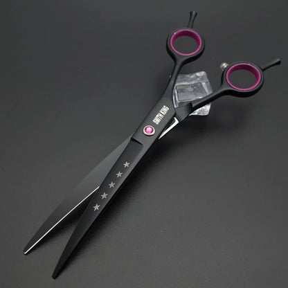 Professional Pet Grooming Scissors Kit – 7” Straight, Thinning, Chunker & Curved Shears with Leather Case for Dogs & Cats