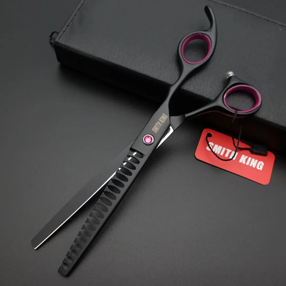 Professional Pet Grooming Scissors Kit – 7” Straight, Thinning, Chunker & Curved Shears with Leather Case for Dogs & Cats