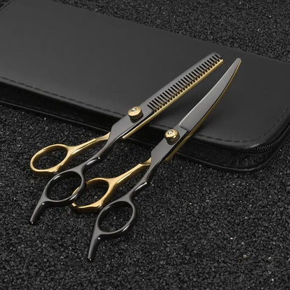 6.5-Inch Pet Grooming Scissors Set for Dogs & Cats – Black Gold