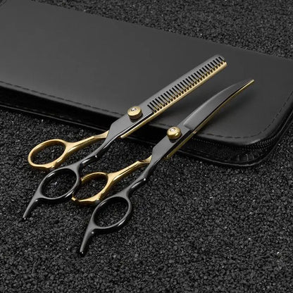 6.5-Inch Pet Grooming Scissors Set for Dogs & Cats – Black Gold